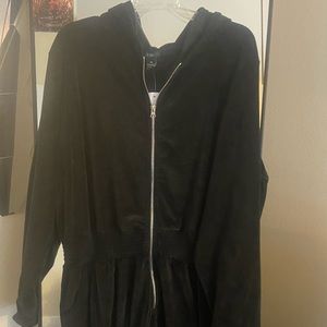 Velour hooded romper